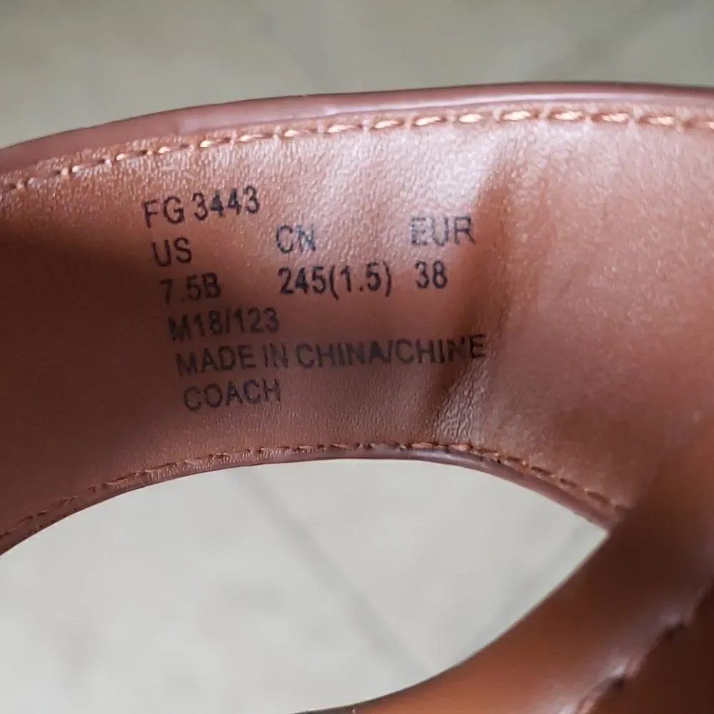 Coach T-Strap Flats With Gold Accent